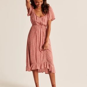 Abercrombie & Fitch Easy Waist Midi Dress in Dusty Pink (NWT)